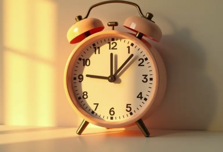 A soft, warm close-up of an analog clock face showing 11:11, calm and minimal