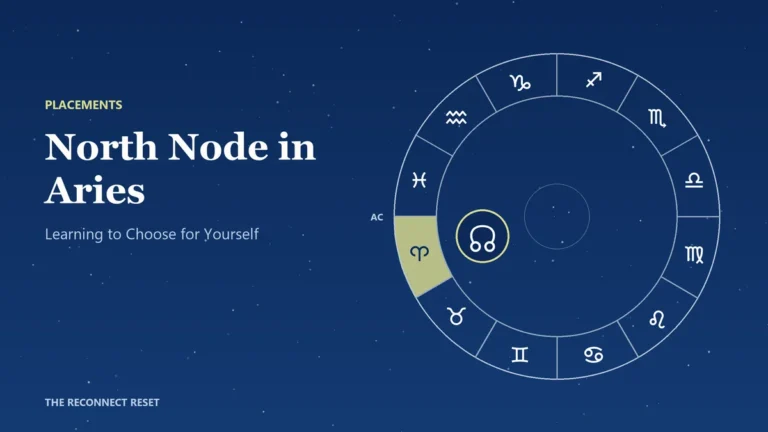 Chart wheel with the North Node in Aries and the South Node in Libra across from it